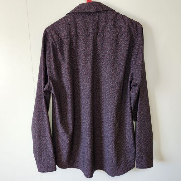 Kenneth Cole Reaction Men's Slim Fit Long Sleeve Purple Multi Pattern Shirt M - Picture 6 of 12